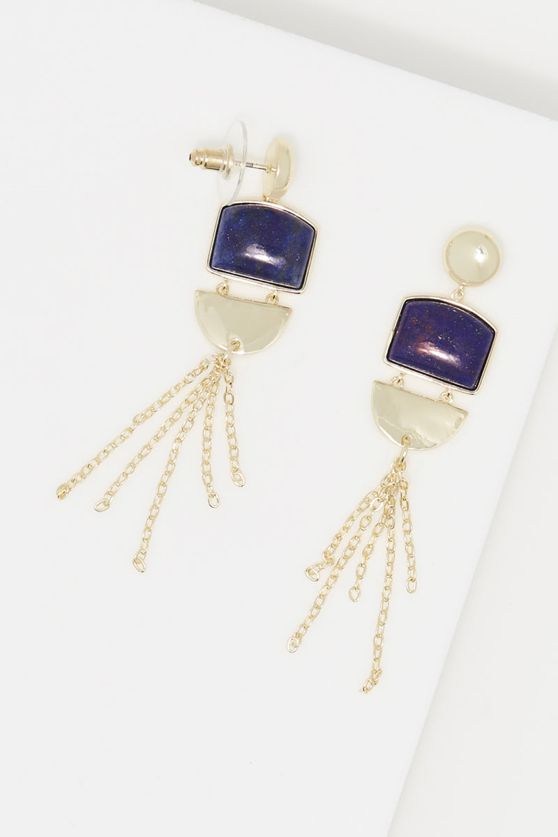 Earring "Peryne" Lapis - Golden Brass