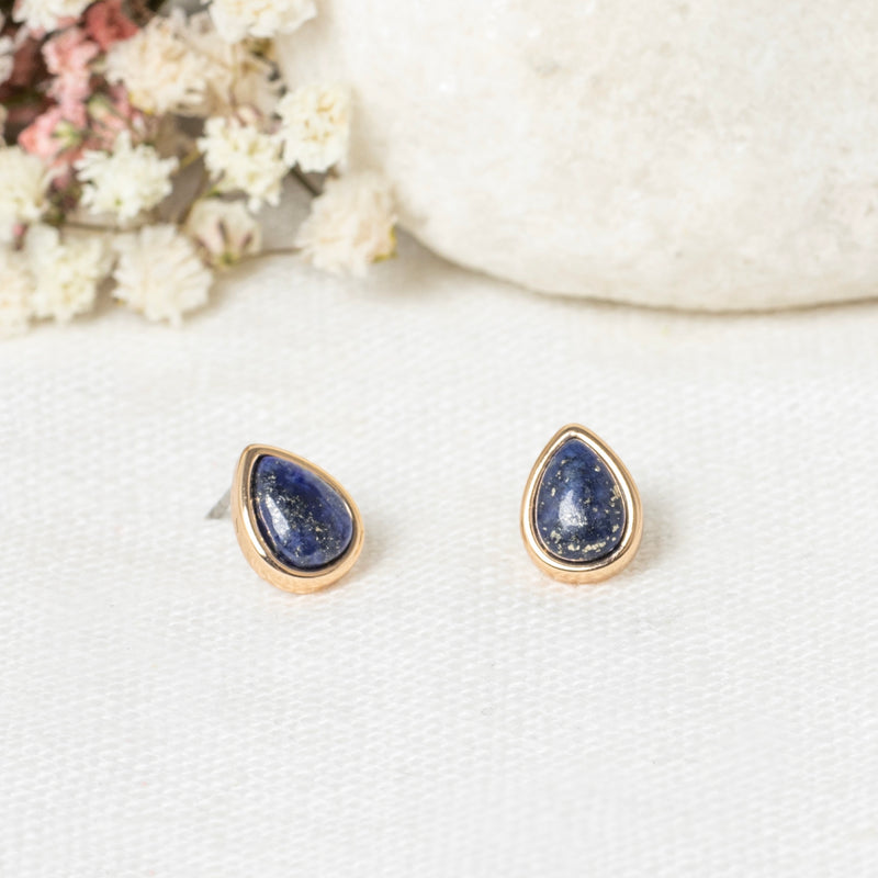 Boucles D'Oreilles "Lola" Lapis - Laiton Doré