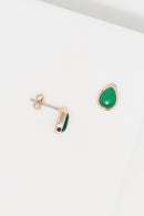 Lola" Earrings Green Agate - Gold Brass