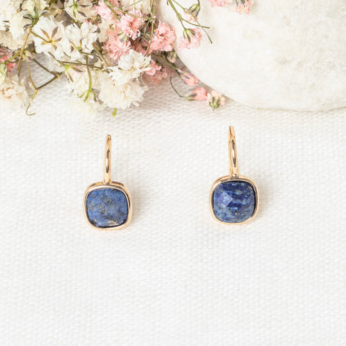 Ella" Earrings Lapis - Golden Brass