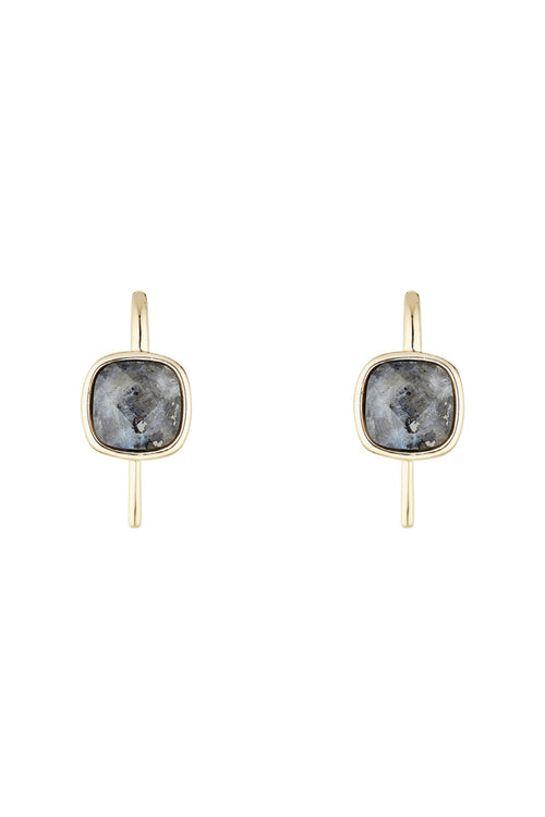 Ella" Labradorite Earrings - Golden Brass