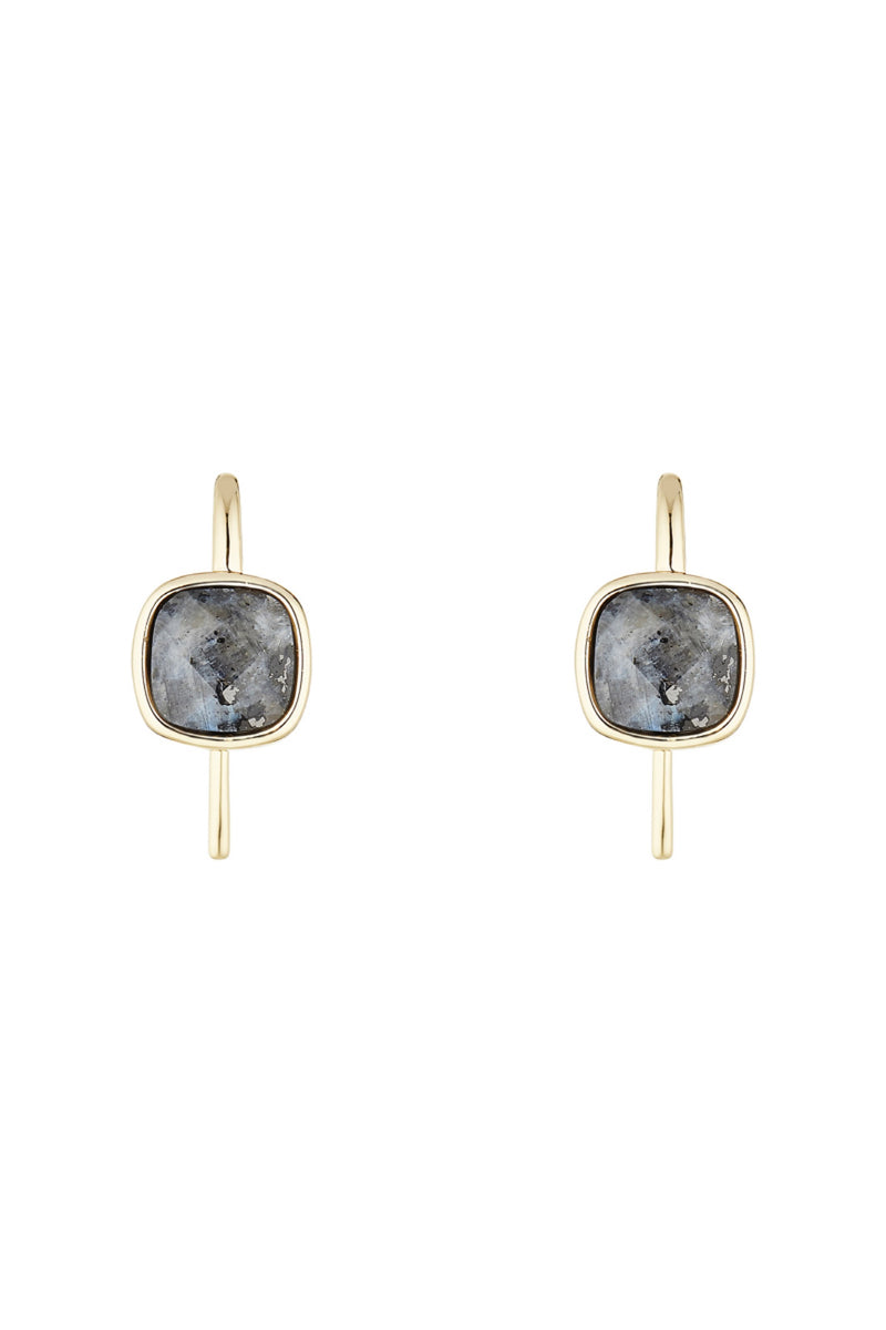 Ella" Labradorite Earrings - Golden Brass