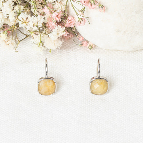 Ella" Earrings Yellow Topaz - Brass