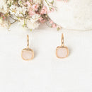 Boucles D'Oreilles "Ella" Quartz Rose - Laiton Doré