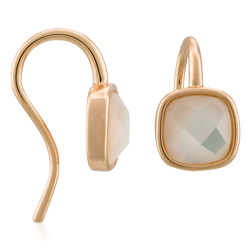 Ella" Rose Quartz Earrings - Gold Brass