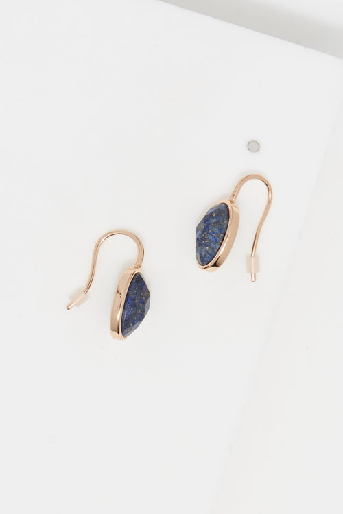 Boucles D'Oreilles "Lisa" Lapis - Laiton Doré