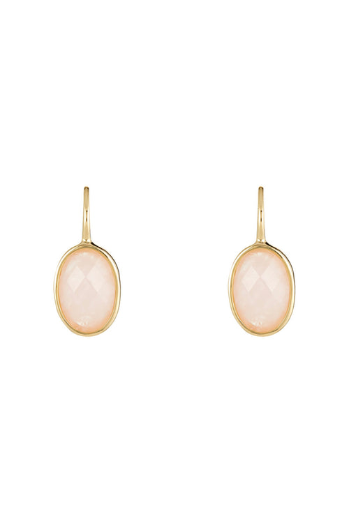 Lisa" Rose Quartz Earrings - Pink Brass