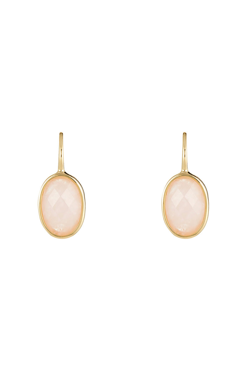 Lisa" Rose Quartz Earrings - Pink Brass