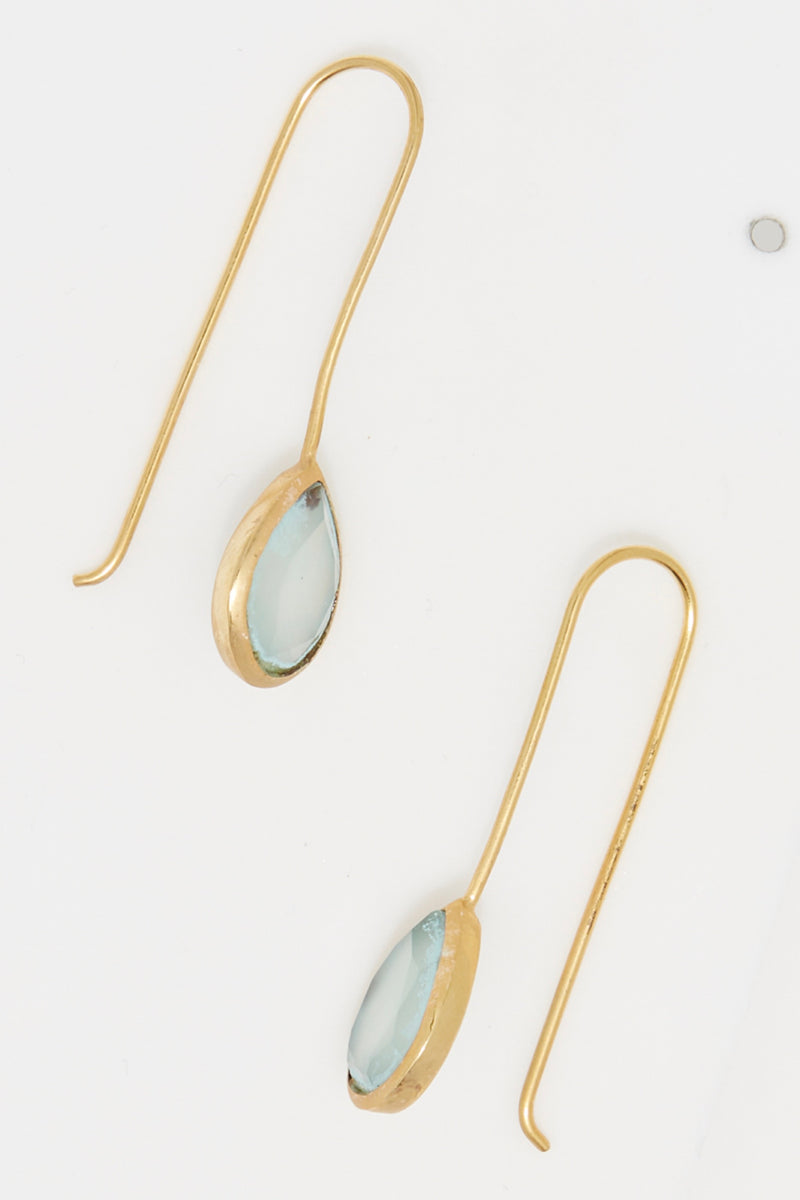 Boucles D'Oreilles "Rosalie" Aqua Chalcedony - Laiton Doré