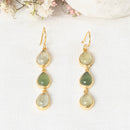 Earrings "Sidonie" Green Chalcedony - Gold Brass