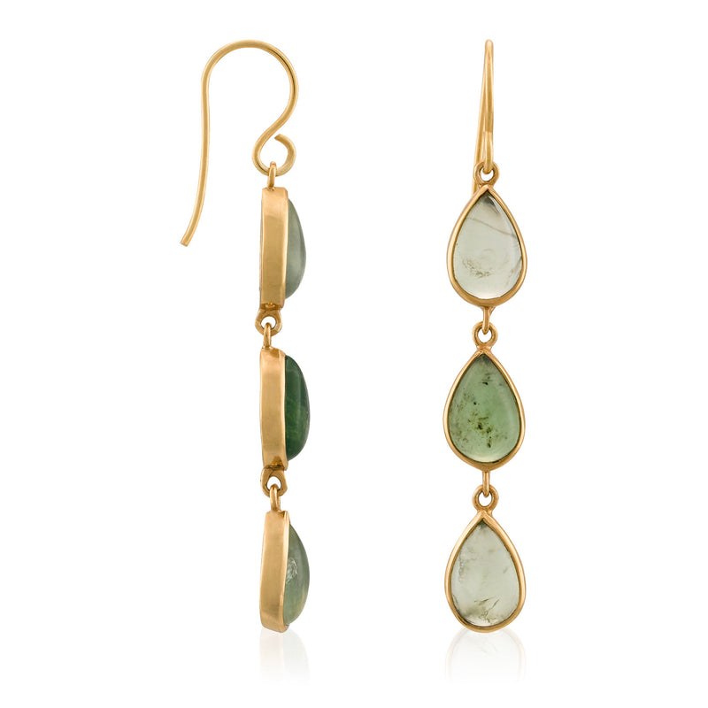 Earrings "Sidonie" Green Chalcedony - Gold Brass