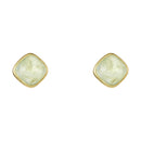 Suzanne" Prehnite Earrings - Golden Brass