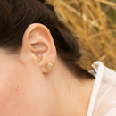 Boucles D'Oreilles "Suzanne" Préhnite - Laiton Doré