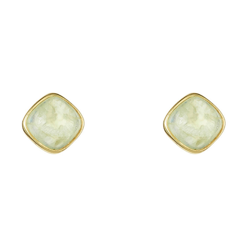 Suzanne" Prehnite Earrings - Golden Brass