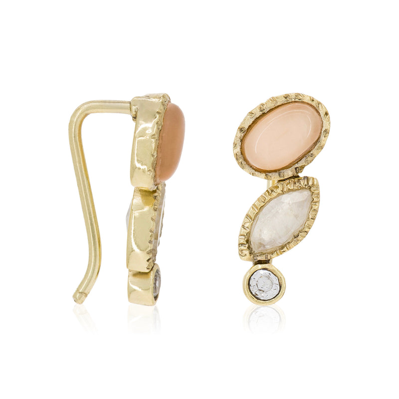 Adriana" Orange Moonstone Earrings - Gold Brass