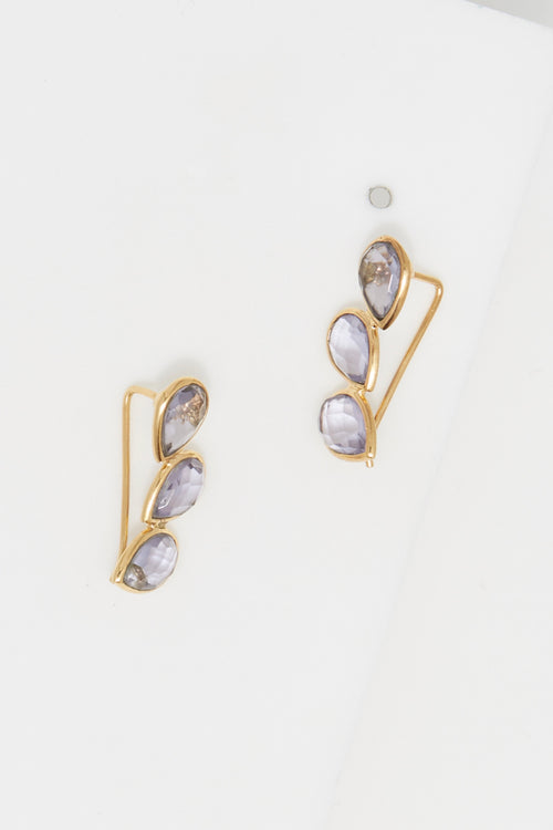 Vicky" Lolite Earrings - Golden Brass