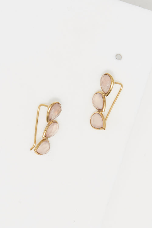 Earrings "Vicky" Pink Chalcedony - Gold Brass