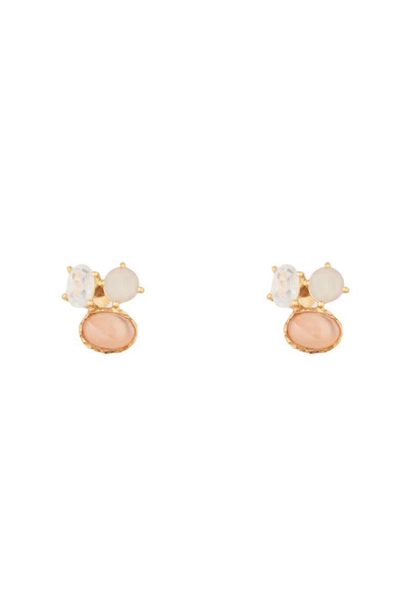 Maya" Earrings Chalcedony - Gold Brass