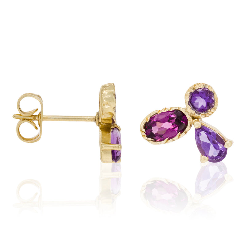 Boucles D'Oreilles "Graziella" Améthyste Violette - Laiton Doré