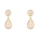 Célia" Earrings Pink Chalcedony - Gold Brass