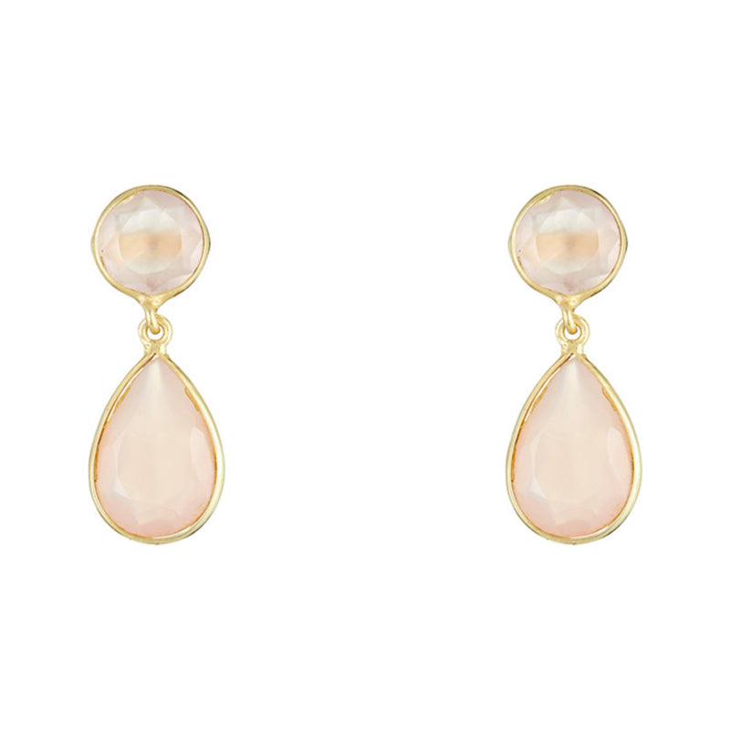 Célia" Earrings Pink Chalcedony - Gold Brass