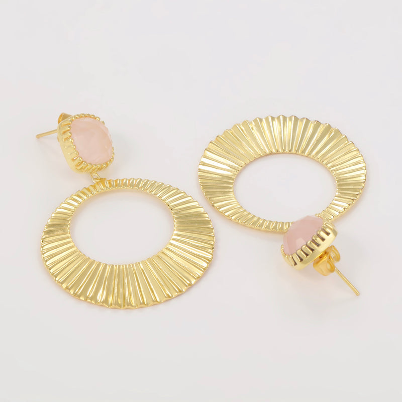 Lorène" Earring Quartz - Gold Brass