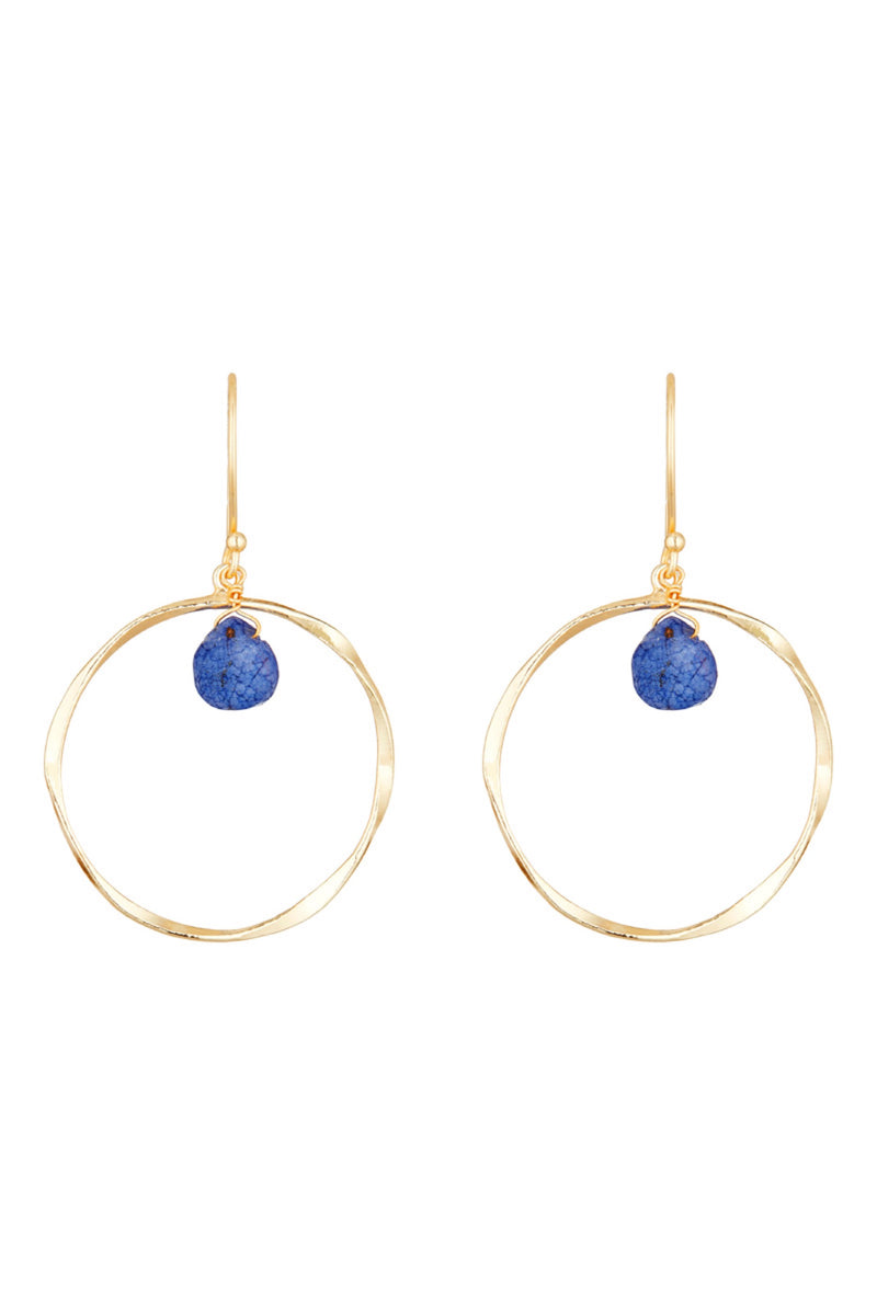 Boucle D'Oreilles "Véro" Lapis - Laiton Doré