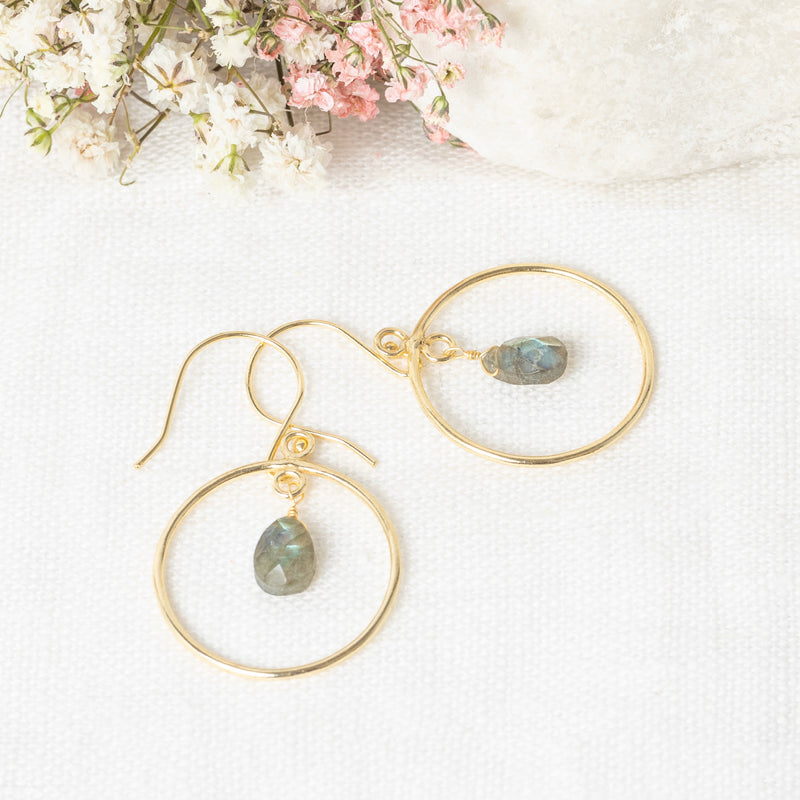 Véro" Earring Labradorite - Golden Brass