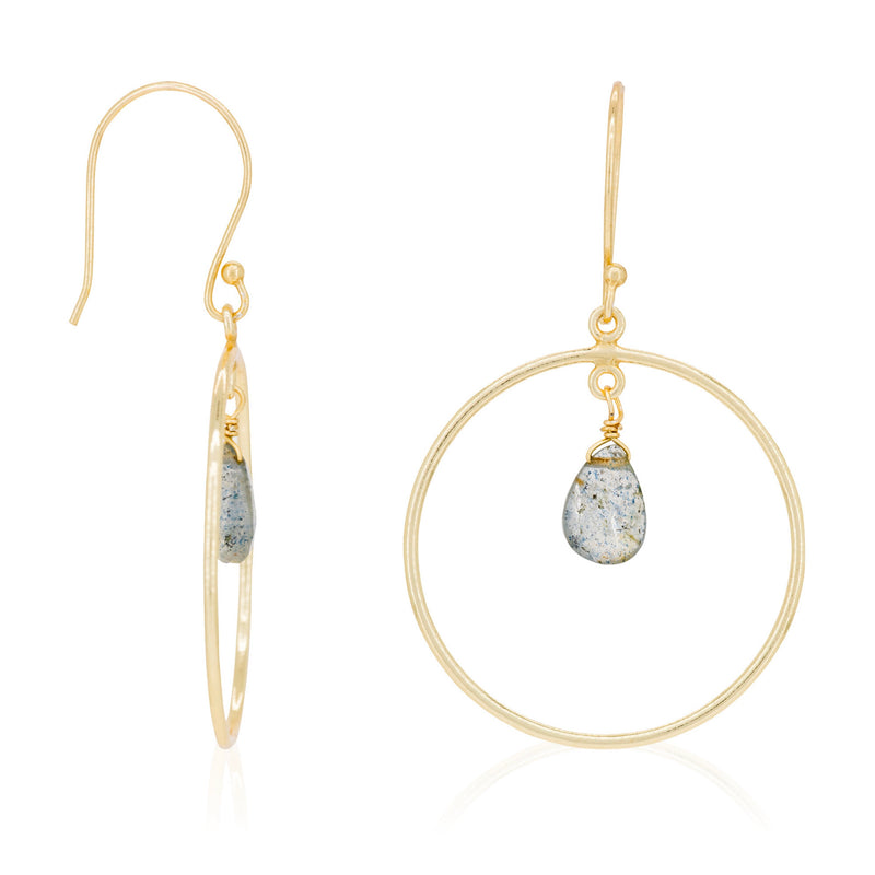 Boucle D'Oreilles "Véro" Labradorite - Laiton Doré