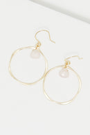 Boucle D'Oreilles "Véro" Rose Quartz - Gold Brass