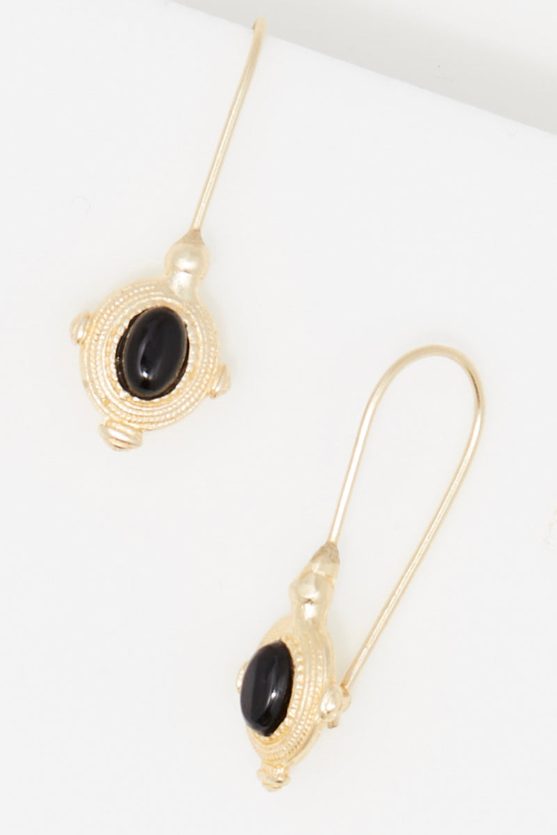 Rosy" Earring Black Onyx - Gold Brass