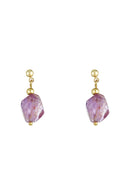 Boucles D'Oreilles "Prisca" Améthyste Violet - Laiton Doré