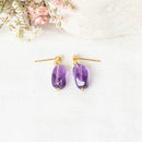 Boucles D'Oreilles "Prisca" Améthyste Violet - Laiton Doré