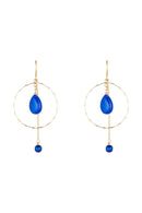 Priscilla" Earrings Blue Jade - Gold Brass