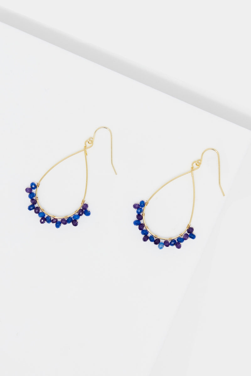 Ophélia" Earrings Jade Blue & Violet - Gold Brass