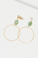 Evi" Earrings Green Aventurine - Gold Brass