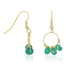 Suzi" Earrings Green Agate - Golden Brass