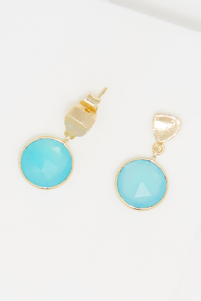 Nerline" Earrings Amazonite - Gold Brass