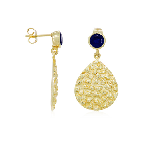 Yléna" Earrings Blue Jade - Gold Brass