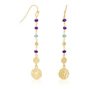 Earring "Amanda" Aqua Calci & Amethyst - Golden Brass