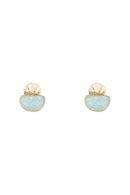 Estela" Earrings Green Aventurine - Gold Brass