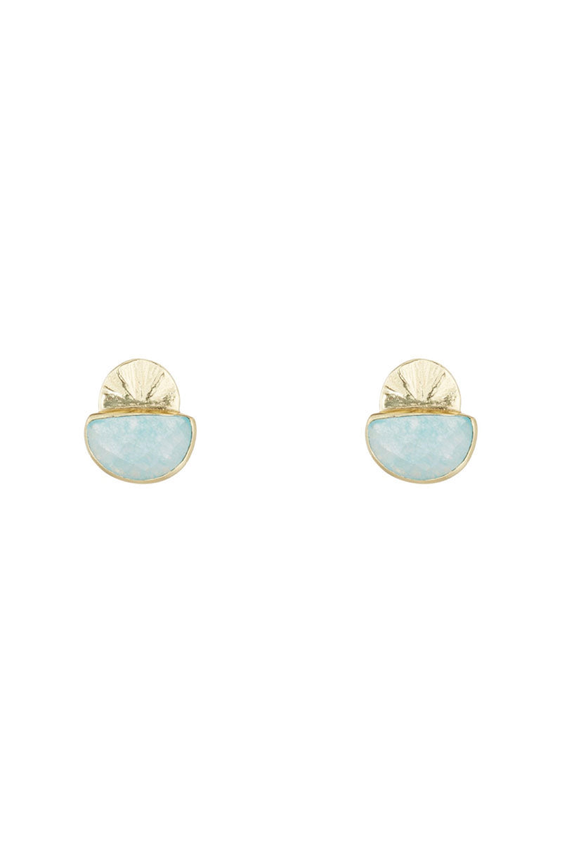 Estela" Earrings Green Aventurine - Gold Brass