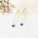 Jane" Earring Blue Jade - Gold Brass