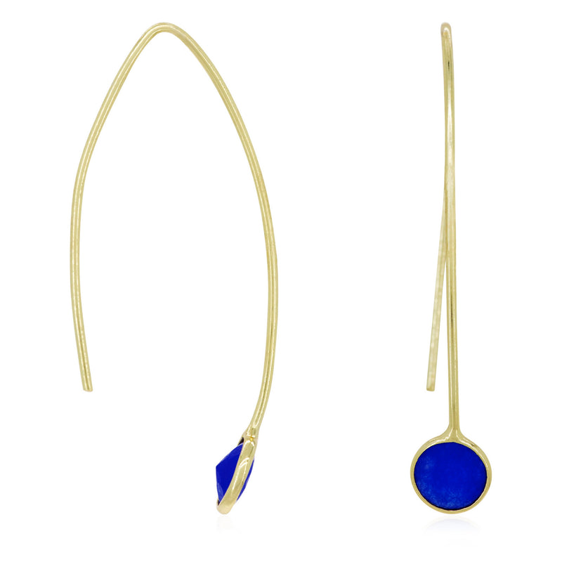 Jane" Earring Blue Jade - Gold Brass