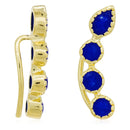 Myro" Earrings Blue Jade - Gold Brass