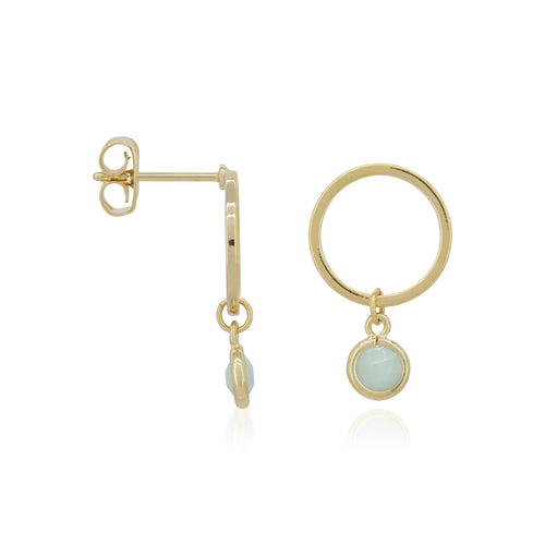 Maud" Green Amazonite Earrings - Gold Brass