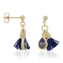 Boucles D'Oreilles "Johanna" Lapis Bleu - Laiton Doré