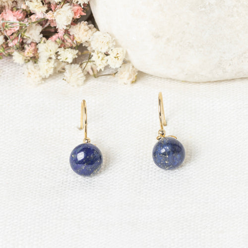 Raven' Lapis Earrings - Golden Brass