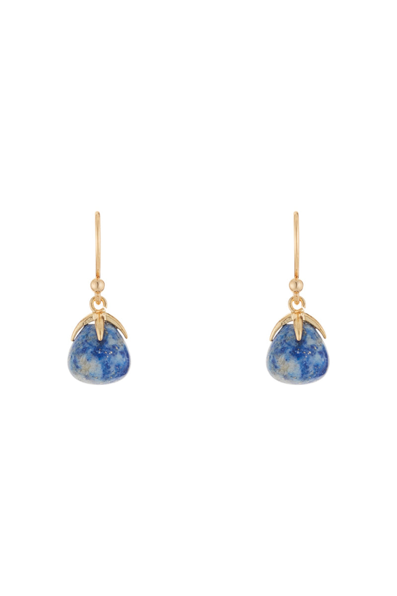 Boucles D'Oreilles 'Raven' Lapis - Laiton Doré