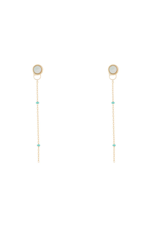 Green Amazonite 'Pola' Earrings - Gold Brass